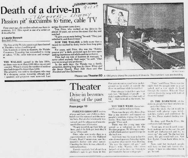 Walake Drive-In Theatre - Walake Closes (newer photo)